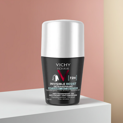Vichy 72H Invisible Resist Roll-On Deodorant 50ml – No Yellow Stains on White Clothes
