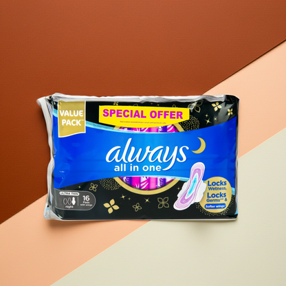 Always Ultra Thin Pink Sanitary Pads 16 Pads – Lightweight Daily Protection with SoftDry Technology