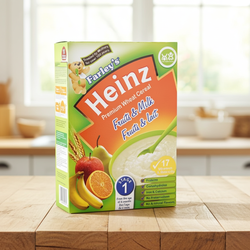 Heinz Farley's Stage 1 Premium Fruits & Milk Wheat Cereal, 250G