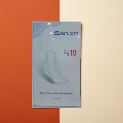 Sanion Heavy Flow Series Sanitary Pads XXXL+ 10 Pads – Maximum Overnight & Heavy Flow Protection