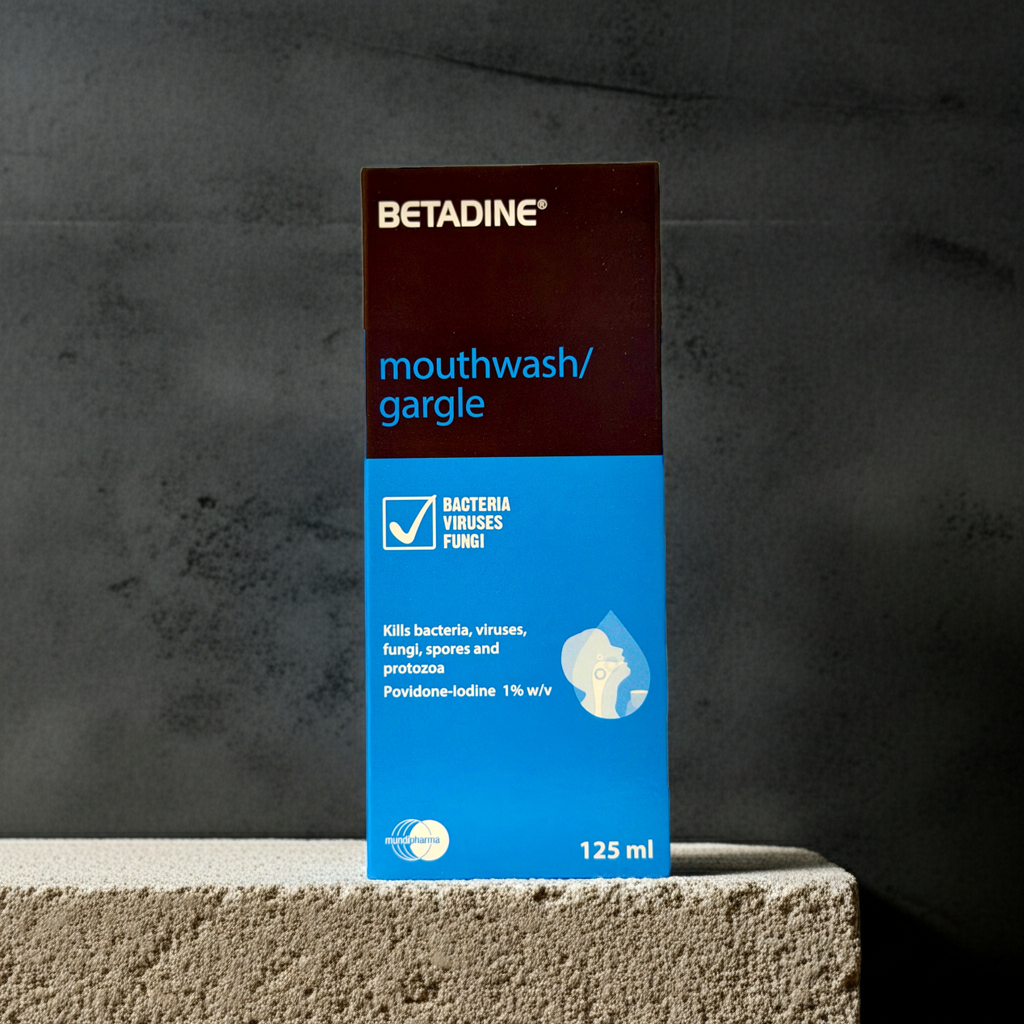 Betadine Gargle & Mouthwash 0.5% Povidone-Iodine 125ml | Antiseptic Oral Care