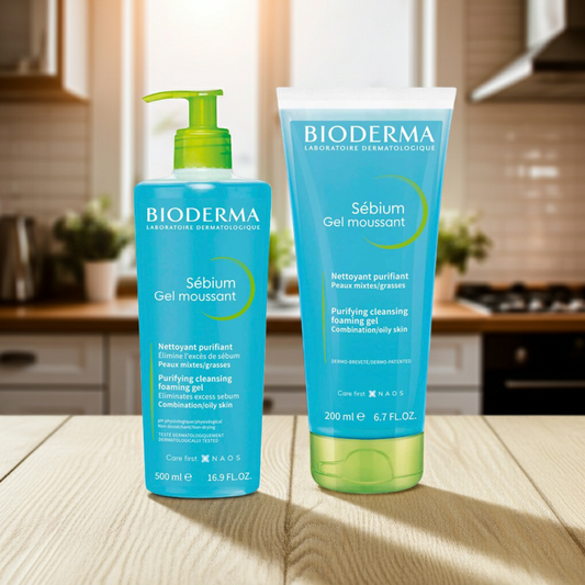 Bioderma Sebium Gel Moussant Purifying Foaming Gel for Oily & Acne-Prone Skin Offer Pack (500ml + 200ml)