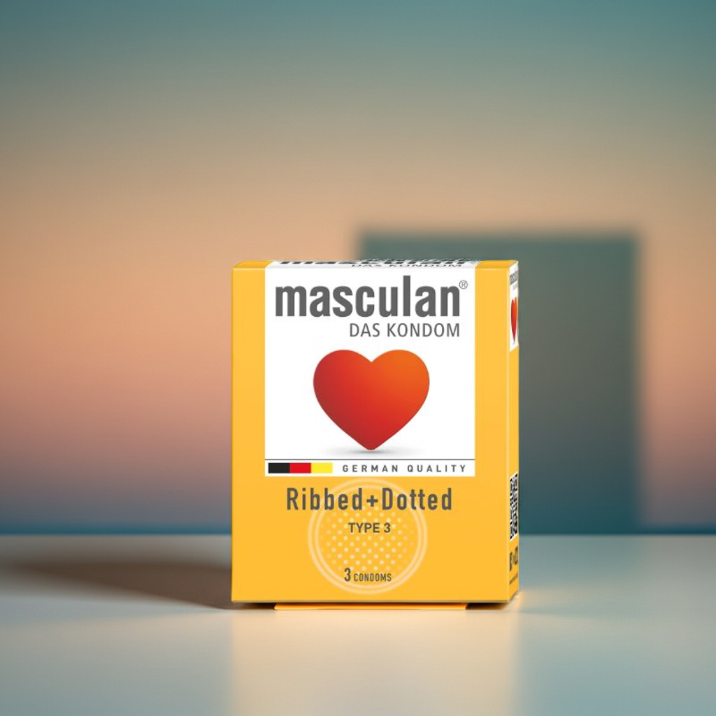 Masculan Type 3 Ribbed & Dotted Condoms – 3 Pack