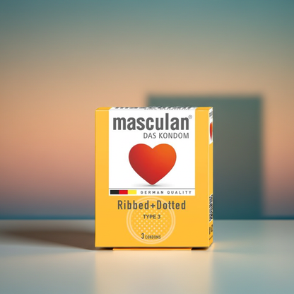 Masculan Type 3 Ribbed & Dotted Condoms – 3 Pack