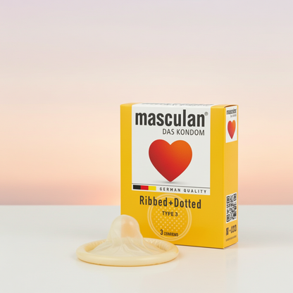 Masculan Type 3 Ribbed & Dotted Condoms – 3 Pack