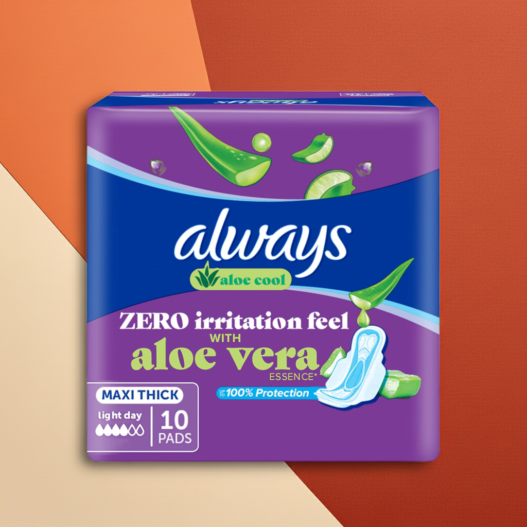 Always SoftDry Maxi Thick Sanitary Pads 10 Pads – Robust Daily Protection with SoftDry Technology