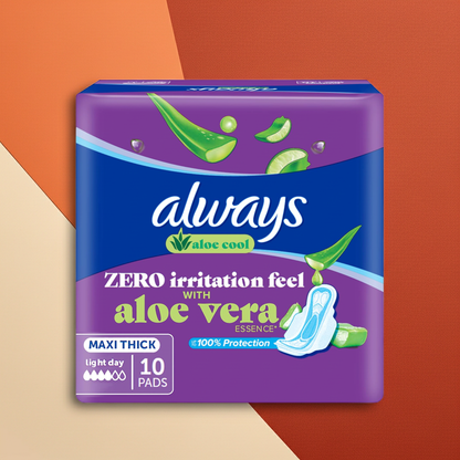 Always SoftDry Maxi Thick Sanitary Pads 10 Pads – Robust Daily Protection with SoftDry Technology