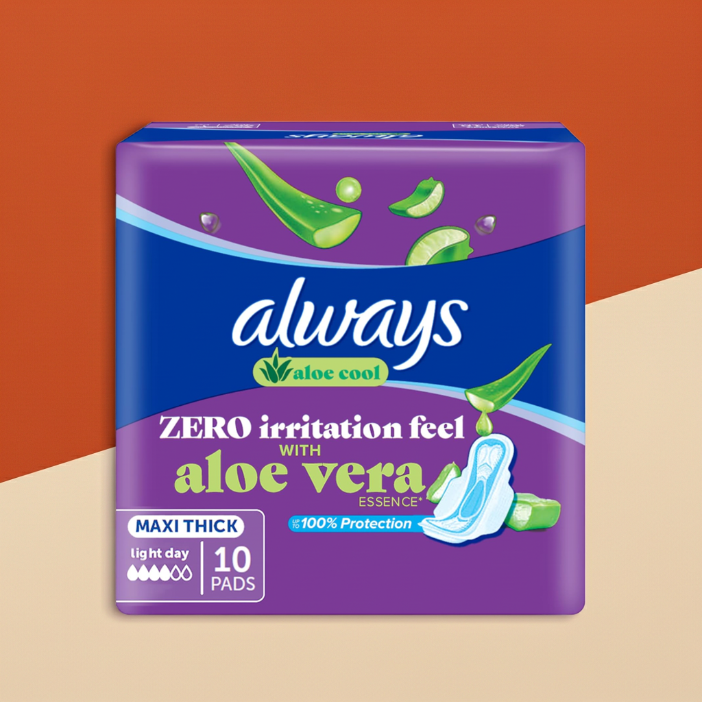 Always SoftDry Maxi Thick Sanitary Pads 10 Pads – Robust Daily Protection with SoftDry Technology