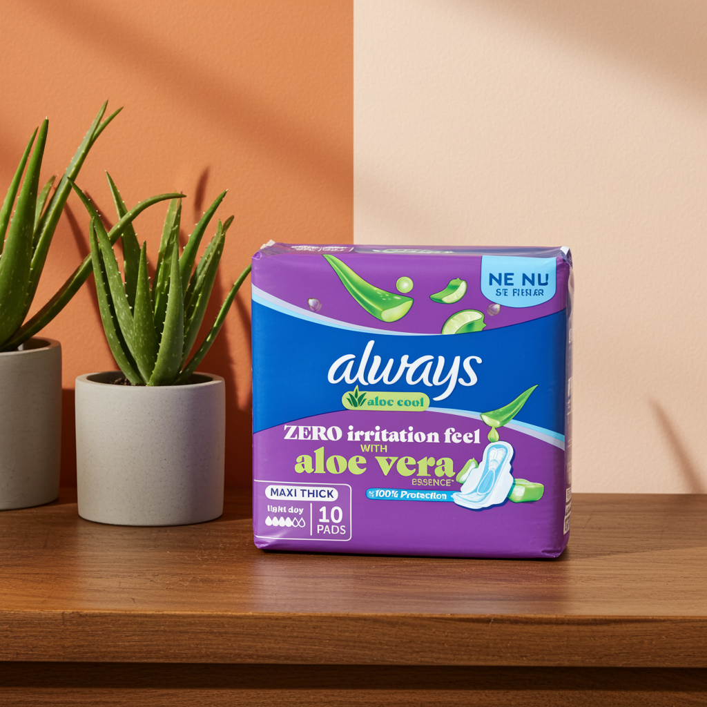 Always SoftDry Maxi Thick Sanitary Pads 10 Pads – Robust Daily Protection with SoftDry Technology