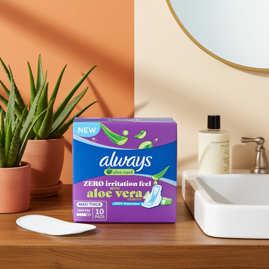 Always SoftDry Maxi Thick Sanitary Pads 10 Pads – Robust Daily Protection with SoftDry Technology