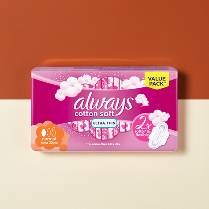 Always Pink Ultra Thin Normal Sanitary Pads 20 Pads – Discreet Daily Protection with SoftDry Technology