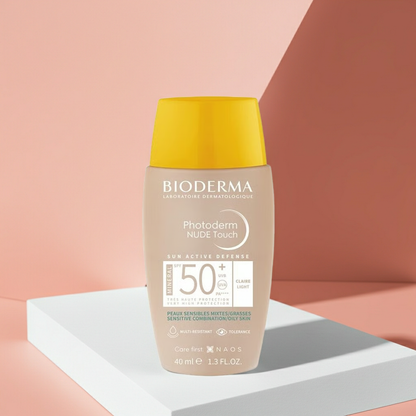 Bioderma Photoderm Nude Touch SPF50+ Water-Resistant Sunscreen for Combination to Oily Skin, Natural, 40ml