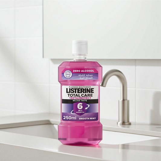 Listerine Total Care Smooth Mint Fluoride Daily Mouthwash for Complete Oral Protection, 250ml