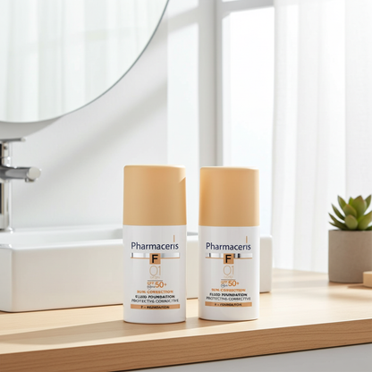 Pharmaceris F Protective-Corrective Fluid Foundation SPF 50+ Shade 01 Ivory 30 ml (1+1)