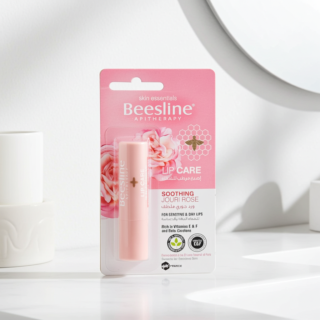 Beesline Hypoallergenic Lip Balm for Sensitive & Dry Lips with Soothing Jouri Rose