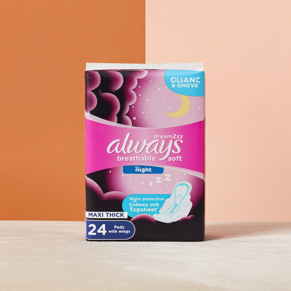 Always Pink Night Sanitary Pads 24 Pads – Overnight Protection with SoftDry Technology