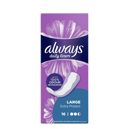 Always Extra Protect Large Sanitary Pads 16 Pads – Enhanced Heavy Flow Protection with SoftDry Technology