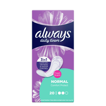 Always Normal Individually Wrapped Panty Liners 20 Liners – Daily Freshness & Discreet On-the-Go Protection