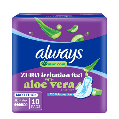 Always SoftDry Maxi Thick Sanitary Pads 10 Pads – Robust Daily Protection with SoftDry Technology