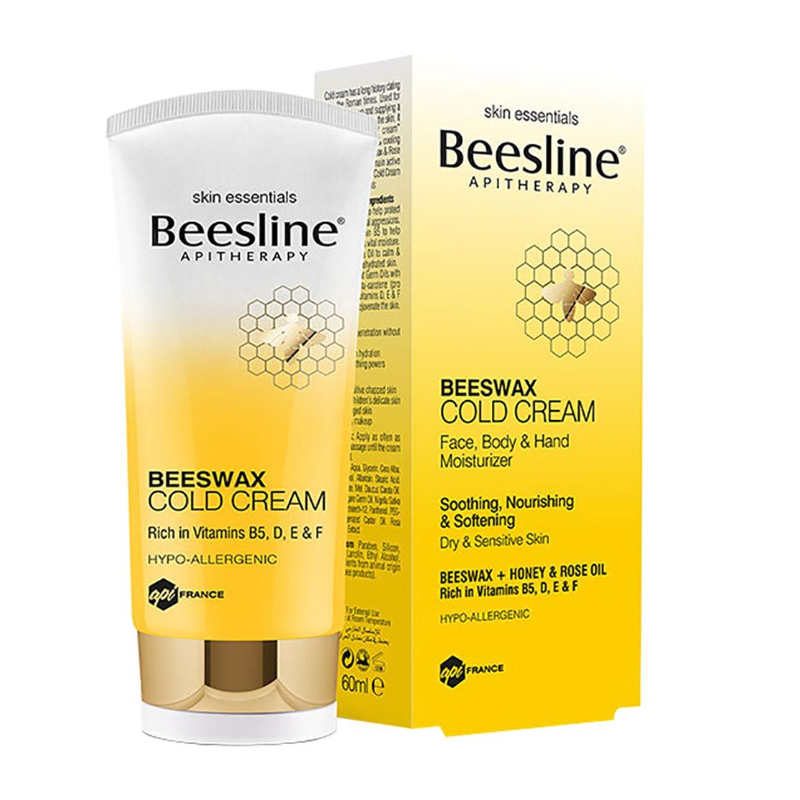 Beesline Beeswax & Rose Oil Face, Body & Hand Moisturizing Cold Cream, 60ml