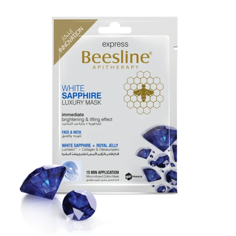 Beesline Brightening & Lifting Luxury Face & Neck Sheet Mask With White Sapphire & Royal Jelly For All Skin Types, 1 Piece