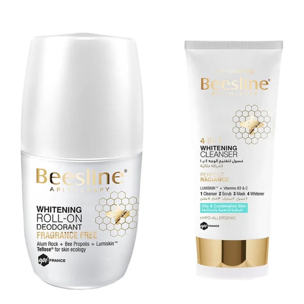 BEESLINE WHITENING ROLL ON FRAGRANCE FREE + 4 IN 1 CLEANSER