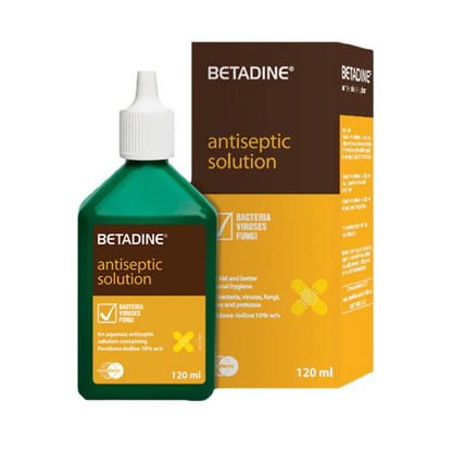 Betadine Antiseptic Solution 10% Povidone-Iodine 120ml | Broad-Spectrum Antiseptic