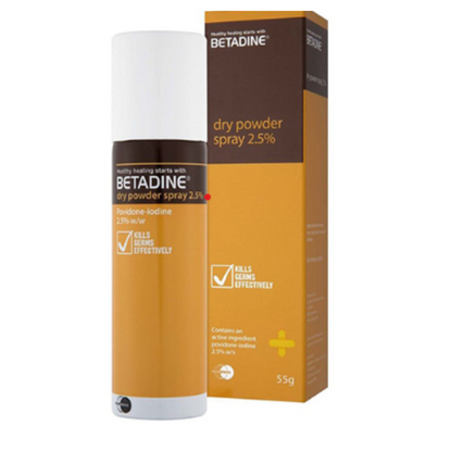 Betadine Dry Powder Spray Povidone-Iodine 55ml | Antiseptic Wound Spray