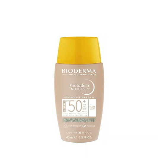 Bioderma Photoderm Nude Touch Hypoallergenic Water-Resistant Sunscreen For Combination To Oily Skin Natural Color Spf50+, 40ml