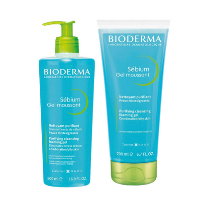 Bioderma Sebium Gel Moussant Purifying Foaming Gel for Oily & Acne-Prone Skin Offer Pack (500ml + 200ml)