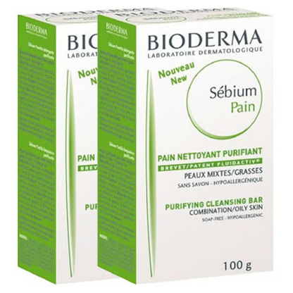 Bioderma Sebium Purifying Soap Bar for Oily & Acne-Prone Skin, 100g (1+1 Offer)