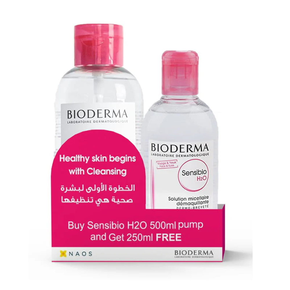 Bioderma Sensibio H2O Micellar Water for Sensitive Skin Offer Pack (500ml Pump + 250ml)