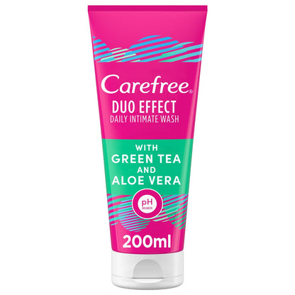 Carefree Duo Effect Intimate Wash with Green Tea & Aloe Vera 200ml – 24H Freshness & Daily Intimate Care