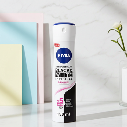 Nivea Black & White Invisible Protection Original Antiperspirant Spray for Women, 150ml