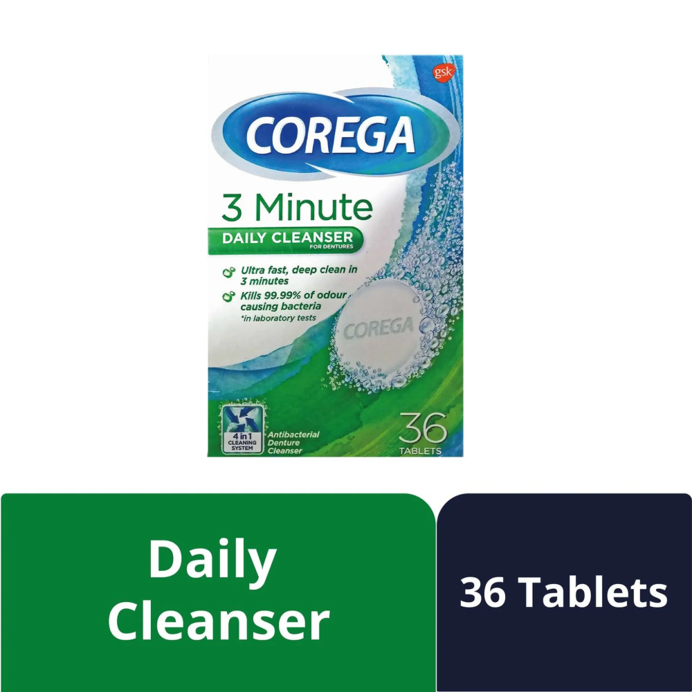 Corega 3 Minutes Daily Cleanser For Dentures 36 Tablets