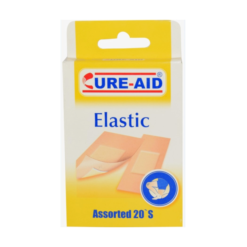 Cure-Aid Elastic Fabric Plasters, 20 Pieces