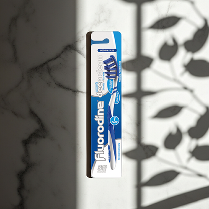 Fluorodine Active Deep Clean Blue & White Medium Toothbrush, 1 Piece