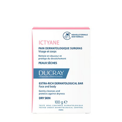 Ducray Ictyane Soap 100g – Dermatological Bar for Dry & Delicate Skin