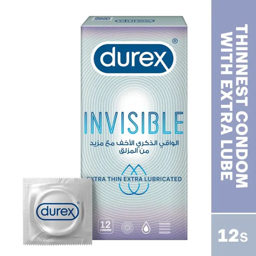 Durex Condoms Invisible Extra Lube 12"S