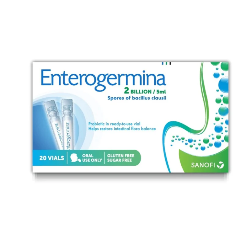Enterogermina 2 Billion/5ml Bacillus Clausii Oral Suspension Vials, 20x5ml