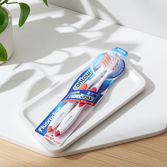 Fluorodine Active Contour Medium Toothbrush - Pack of 2