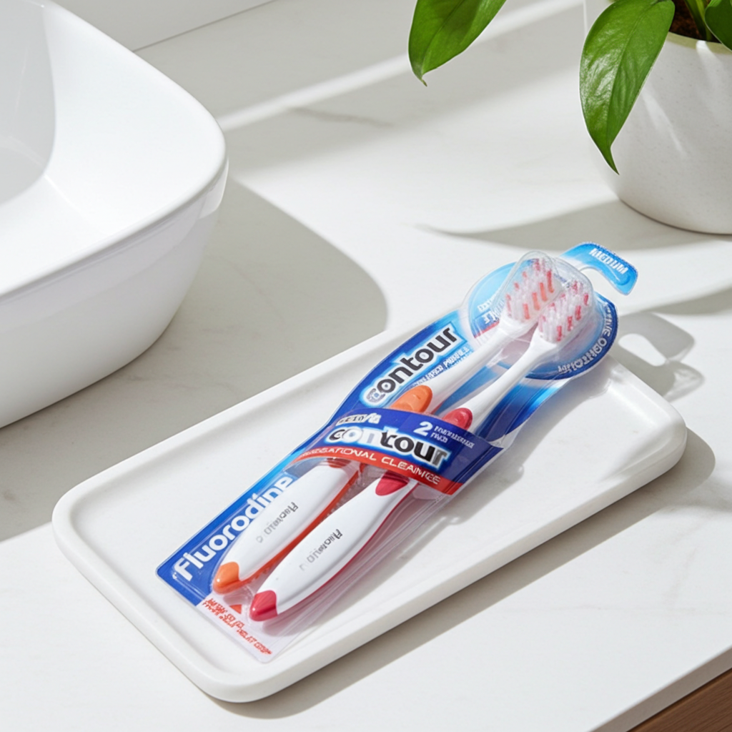 Fluorodine Active Contour Medium Toothbrush - Pack of 2