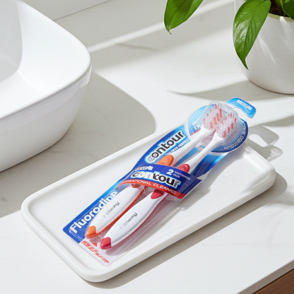 Fluorodine Active Contour Medium Toothbrush - Pack of 2