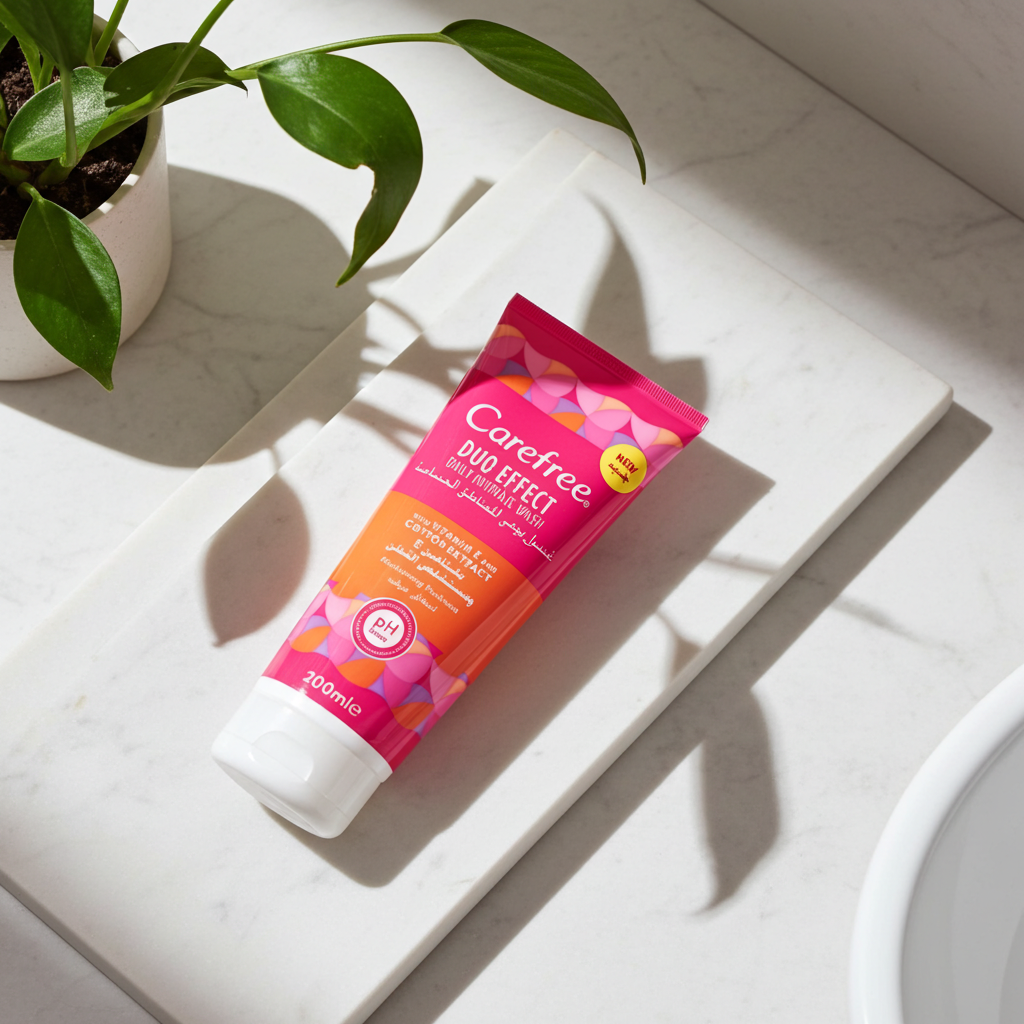 Carefree Duo Effect Intimate Wash with Vitamin E & Cotton Extract 200ml – Moisturising pH-Balanced Daily Care