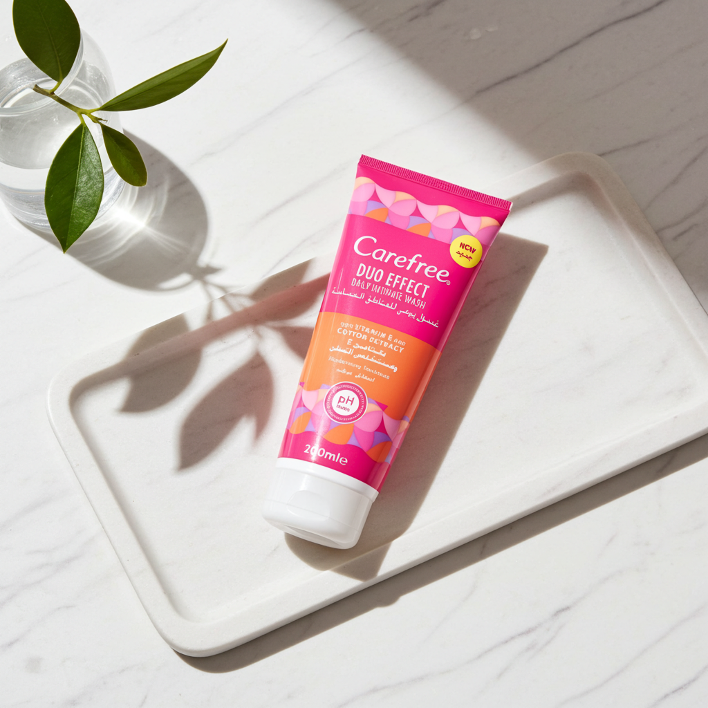 Carefree Duo Effect Intimate Wash with Vitamin E & Cotton Extract 200ml – Moisturising pH-Balanced Daily Care