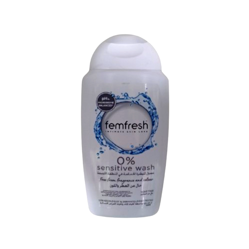 Femfresh 0% Sensitive Intimate Wash 250ml – Soap-Free, Fragrance-Free pH-Balanced Daily Care