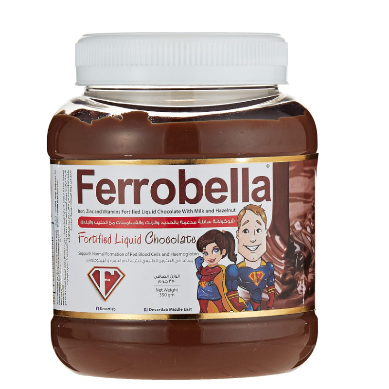 Ferrobella Iron & Zinc Fortified Liquid Chocolate with Milk & Hazelnut for Children (4+ Years), 350g