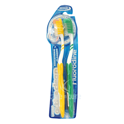 Fluorodine Ultra Active Clean Medium Toothbrush Twins Pack