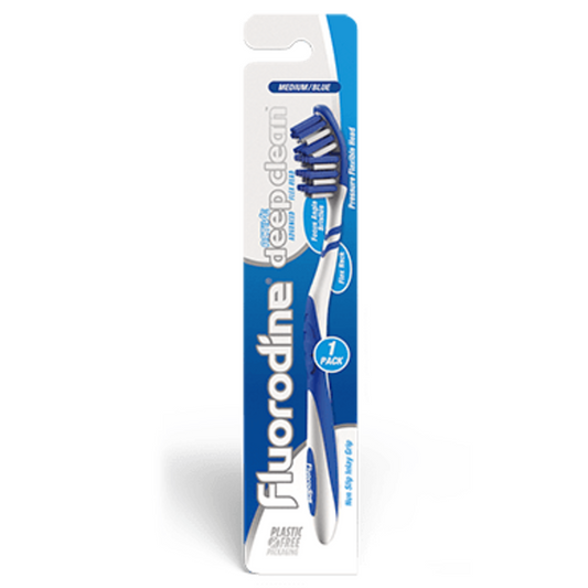 Fluorodine Active Deep Clean Blue & White Medium Toothbrush, 1 Piece