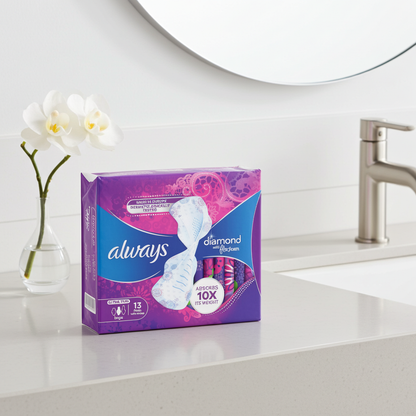Always Diamond Ultra Thin Sanitary Pads 13 Pads – Premium Protection with Odour Neutraliser
